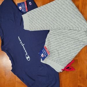 Champion Long-sleeved Top Pajama Set Sz Lrg